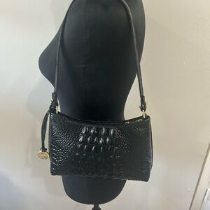 Brahmin Black Crocodile-Embossed Shoulder Bag